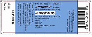 Synthroid 75mcg 50 tabs (Eutirox) levothiroxine